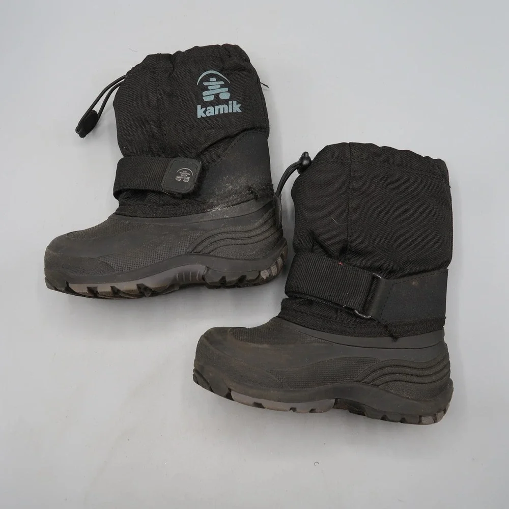 Kamik Insulated Waterproof Winter Snow Boots Black Boys Size 6